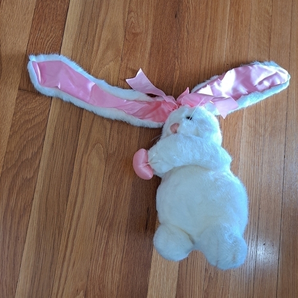 Vintage Dakin Lou Rankin 1992 White Plush Bunny Rabbit Pink Floppy Ears Toy 10" - Picture 12 of 12